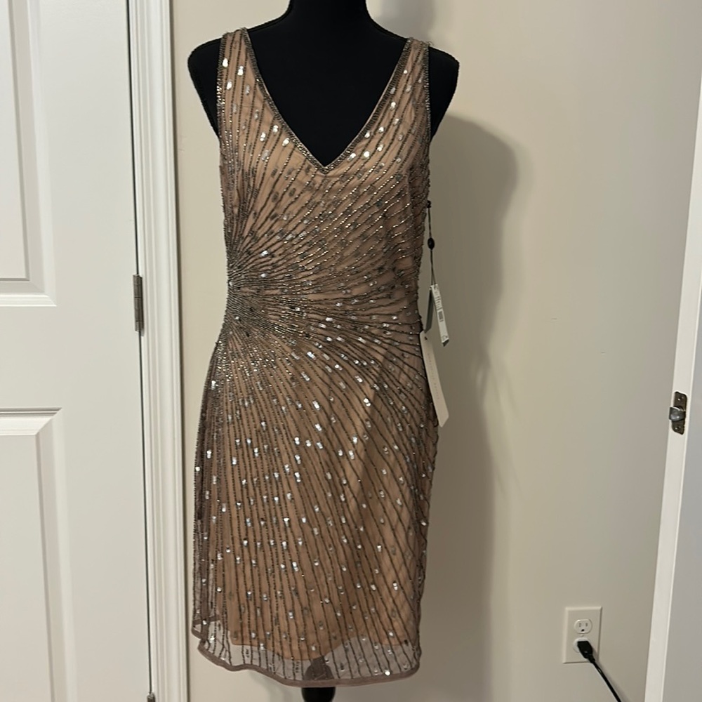 Adrianna Papell cocktail dress. Size 8. Stone Nude